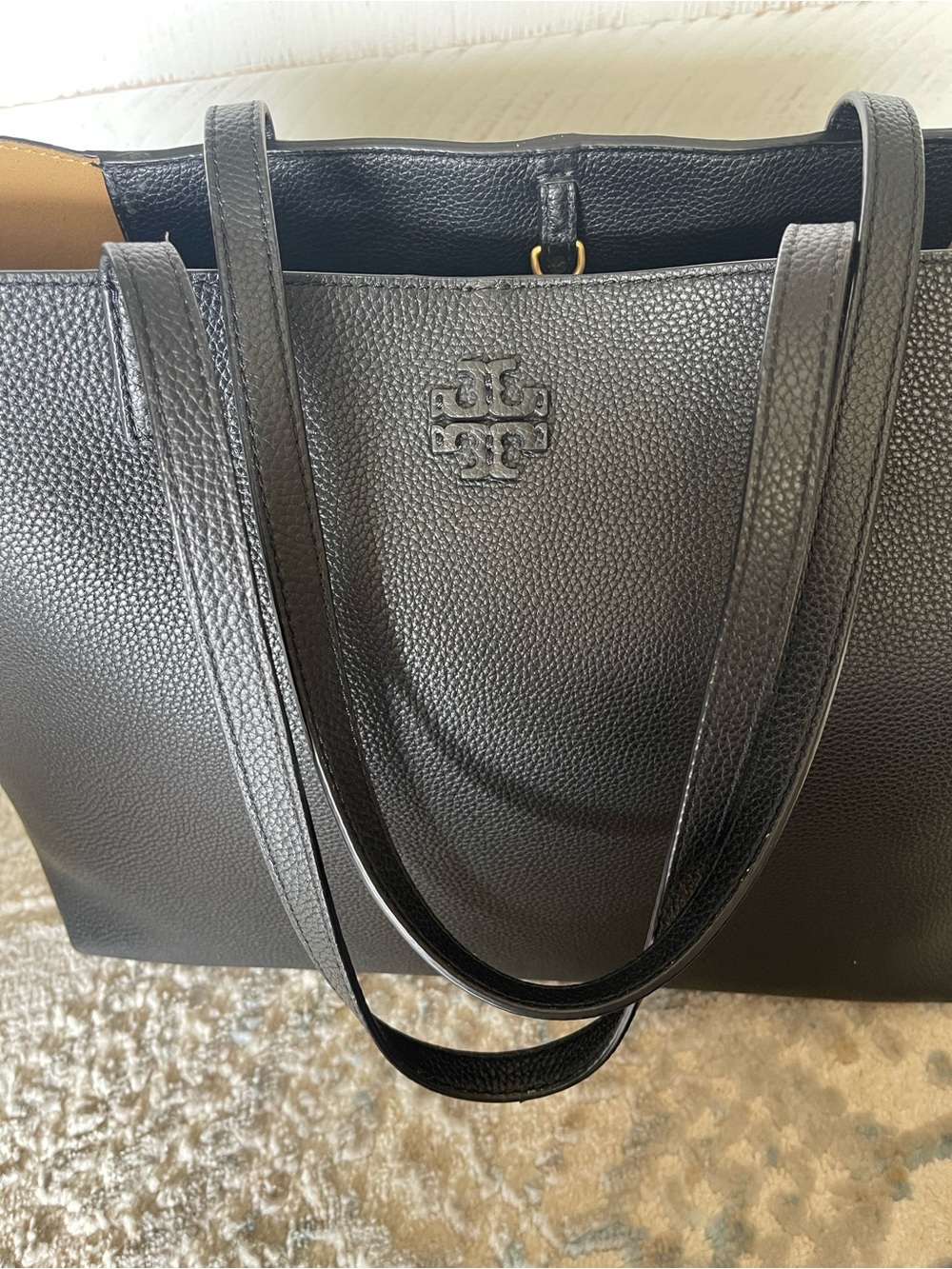 Tory Burch Black Pebbled Leather Tote - Picture 11 of 16